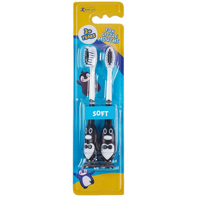 Kids Toothbrush 2 Pack, Soft Bristle Penguin Design Toothbrushes for Children Oral Care and Daily Brushing