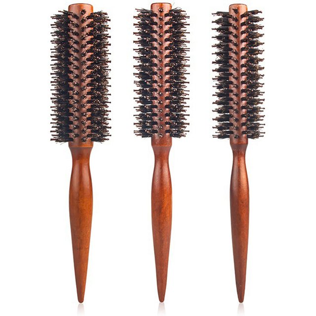 Anti-Static Wood Boar Bristle round Hair Brush for Hair Styling Teasing Comb Teasing Brush for Curly Hair Hairdresser Tool