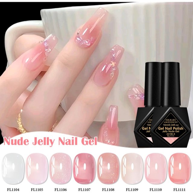 10ml Nude Jelly Gel Nail Polish Translucent Color Semi Permanent Soak Off UV LED Gel Varnish Long Lasting Nail Supplies Manicure