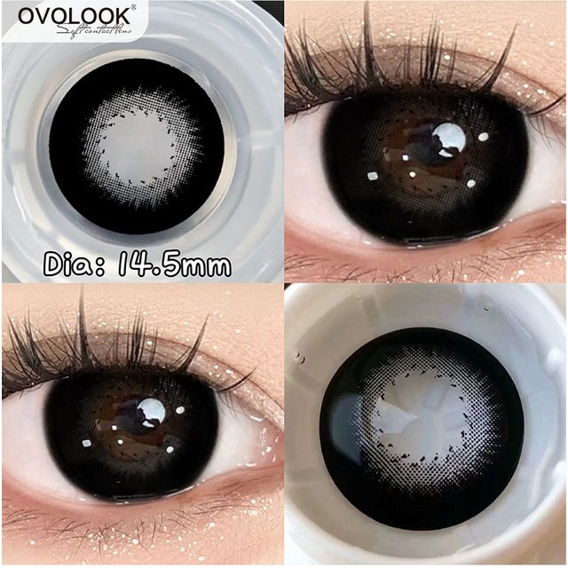 OVOLOOK 1 Pair(2pcs) Big Black Lenses for Eyes Cosplay Colored Contact Lenses for Eyes Blue Pupils Green Makeup Eye Lenses