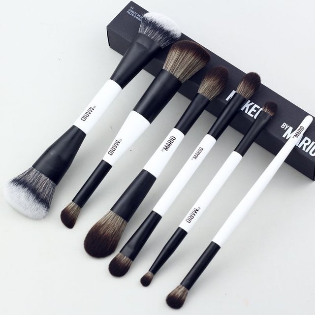 MAKEUP BY MARIO Dual Ended Makeup Brush Foundation Blush Contour Eyeshadow Powder Blending Brushes Professional Beauty Tools