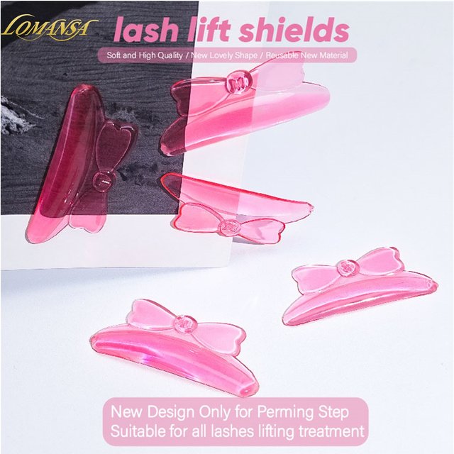 Lomansa New 5 Pair C Curl Silicone Eyelash Perm Pads Sticky Lashes Rods Shield Lifting 3D Eyelash Curler Accessories Makeup Tool