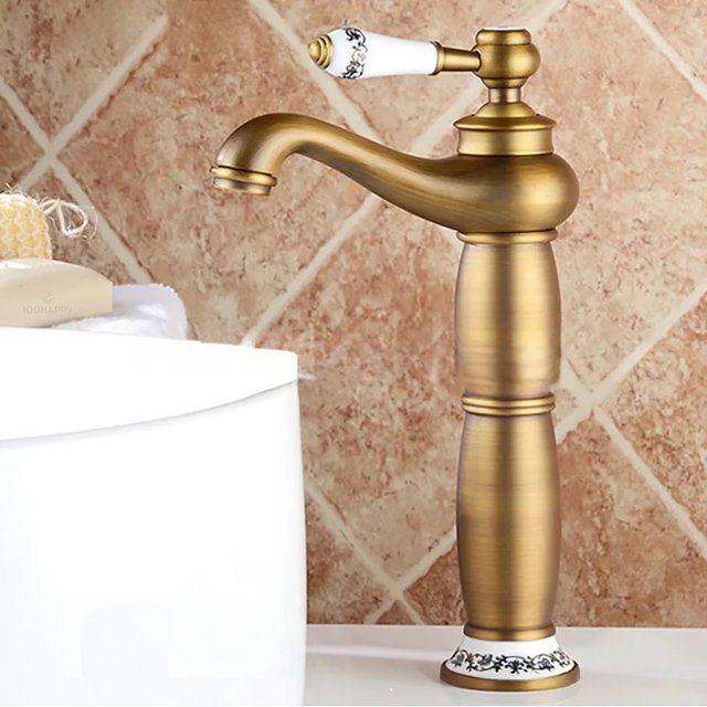 Antique Sink Faucets Deck Mounted Basin Mixer Tap Single Handle Hand Washbasin Faucets Kitchen Water Tap Bathroom Accessories