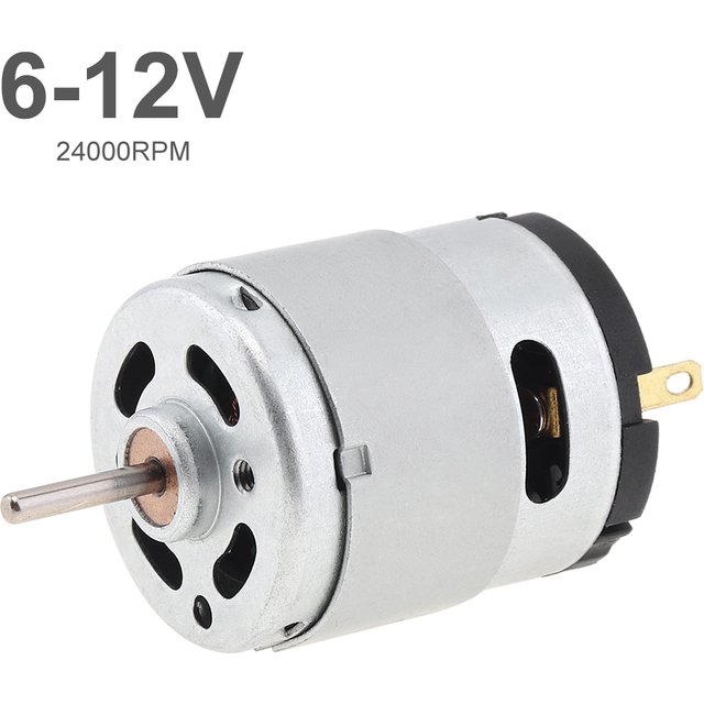 RS360 DC Motor 6-12V 24000RPM High Speed Micro Electric Motor for DIY Toys / Hair Dryer / Appliances with Shield Ring