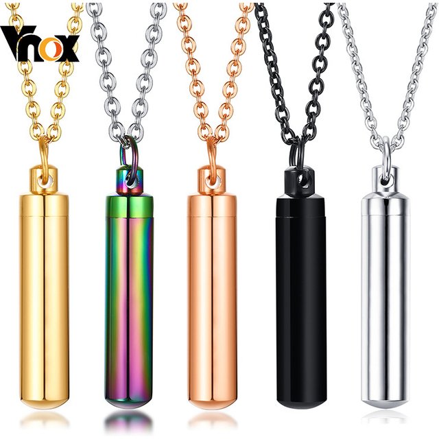 Vnox – colliers de crémation d'urne minimaliste pour hommes et femmes, flacon pendentif de cendres commémoratives en Tube creux, porte-parfum cadeau souvenir