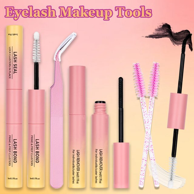 Lash Bond and Seal 2 in 1 Waterproof for Lash Clusters Super Strong Long-Lasting Eyelash Glue for DIY at Home Lash Makeup Tools