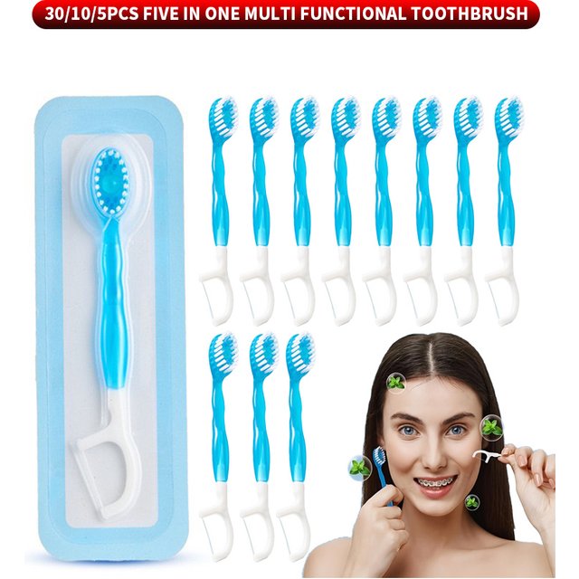 30/10/5 PCS Five in One Multi Functional Toothbrush, Convenient Independent Packaging, Essential for Business Travel
