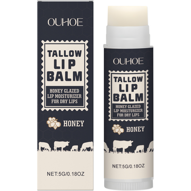 Honey Tallow Lip Balm Prevent Cracking Improve Dry Fade Fine Lines Smoothing Softening Nourishing Hydrating Repairing Lip Stick