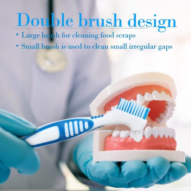 2026 Double Sided Denture Toothbrush Cleaning Brush Teeth Braces Oral Cleaning Descaling Brush for men Or Women Deticated Brush