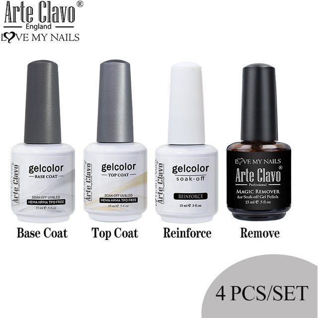 Arte Clavo Gel Nail Polish Kit Long Lasting Soak off Hybrid 4PCS/Set Top Base Coat Remover Reinforce Gel Fast Delivery Manicure
