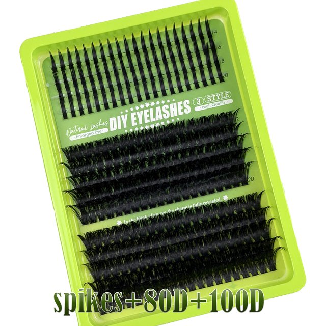 HBZGTLAD Spikes 80D-160D Lashes Clusters Mixed Tray Volume Fluffy Clusters Lashes Wispy Individual Lashes Extensions DIY Makeup