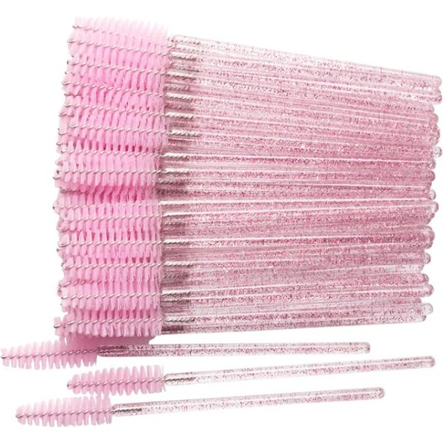 50Pcs Crystal Eyebrow Brush Disposable Diamond Handle Mascara Wand Applicator for Eye Lashes And Eyelash Extensions