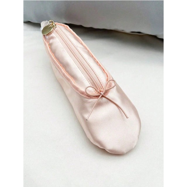 1pc Vintage French Style Ballet Shoes Shaped Handmade Pencil Case Makeup Pouch,Portable Exquisite Multifunctional Storage Bag