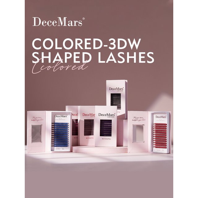 DeceMars Colored 3D W-Shaped Eyelashes Extensions (12line/Tray) for Makeup