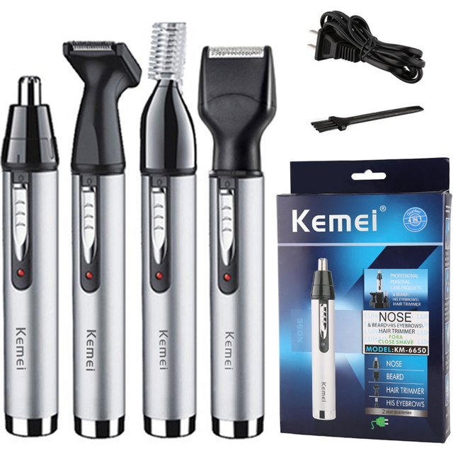 KEMEI 4IN1 GROOMING KIT NOSE TRIMMER BEARD TRIMMER for men ELECTRIC EYEBROW NOSE HAIR TRIMMER NOSE AND EARS MACHINE RECHARGEABLE