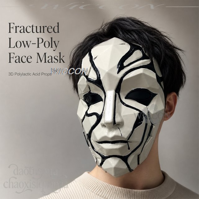 Wall Decor Horror Halloween 3D Polylactic Acid Mask Props Accessories Cosplay Fractured Low Poly Face Mask Abstract Geometric