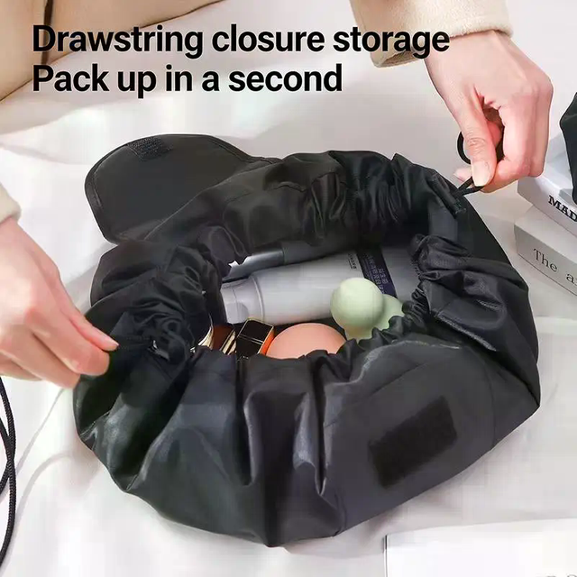 1pc Women Drawstring Cosmetic Bag Travel Storage Makeup Bag Portable Waterproof Toiletry Case,Washing Bag Makeup Pouch Bags
