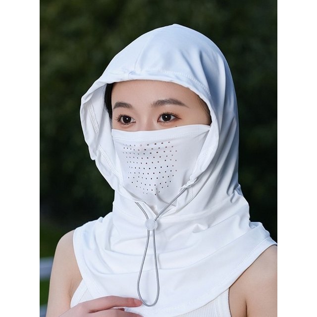 Head Wrap Unisex Beach Cap Summer Anti-UV Sunscreen Hat With Mask Shawl Breathable Ice Silk Pullover Cap