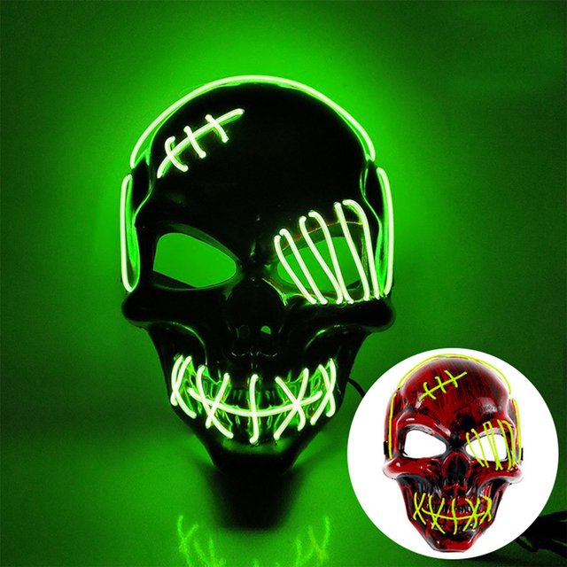Halloween Skull Mask LED Light Face Mask Luminous In The Dark Cosplay Costume Supplies For Costume & Cosplay Party Masquerade