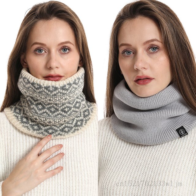 Solid Cashmere Plush Warm Winter Ring Scarf Women Men Knitted Full Face Mask snood Neck Scarves Bufanda Thick Muffler 2024 New