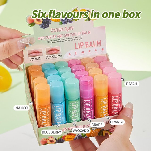 6/24Pcs Fruit Series Lip Balm Set Moisturizing Repair Anti-Cracked Non-sticky Hydrating Vitamin E Lip Balm Winter Skin Care