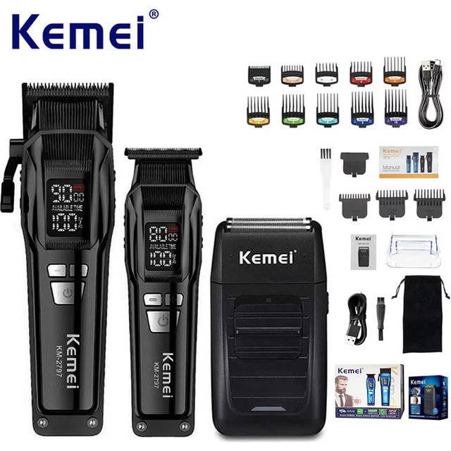 Kemei Professional Electric Hair Clipper Kit Rechargeable Hair Trimmer Shaver for men USB Charging Beard Razor KM-2797 KM-1102