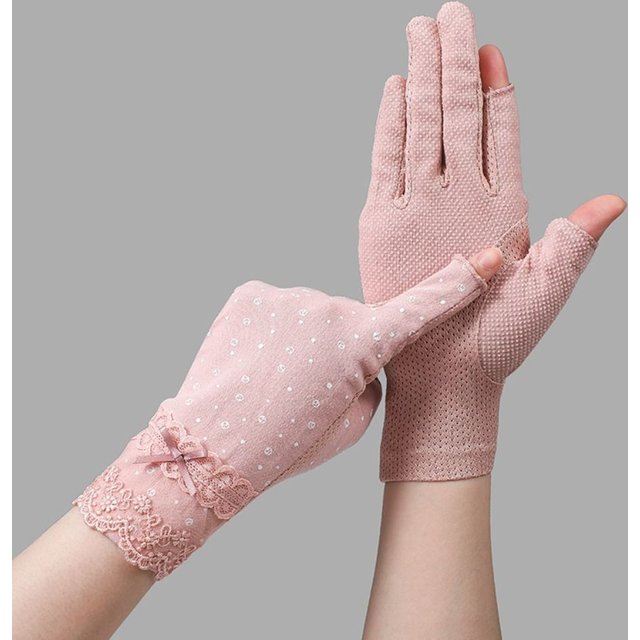 Women Sunscreen Gloves Female Summer Spring Sun Protection Gloves Cycling Driving Running Thin Elastic Anti-UV Mittens