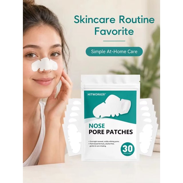30Pcs Nose Pore Patches, Plant-Based Nose Strips, Alcohol Free Gentle Face Care Stickers for Daily Skin Care