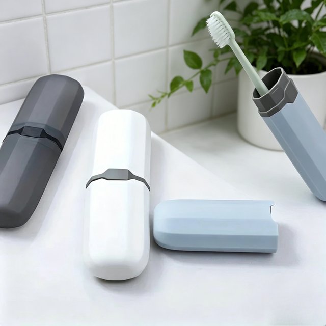 1pc Portable Travel Toothbrush Box Dustproof Toothpaste Storage Case Bathroom Wash Organizer for Business Trip Camping