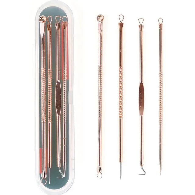 4PCS Acne Blackhead Comedone Black Spot Pimple Blemish Remover Skin Care Women Beauty Acne Treatment Pore Cleanser Needle Hook