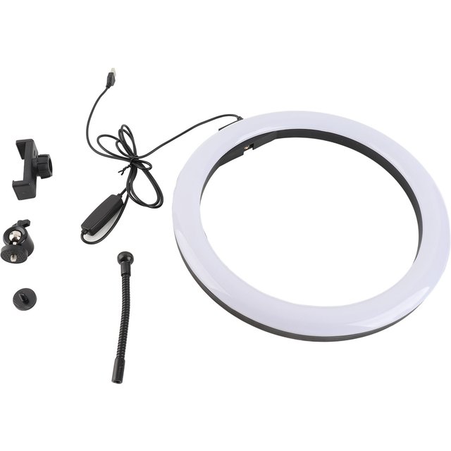 Dimmable Light LJJ 30 12W 12 Inch 160LED Dimmable Light 3200K-5600K for Makeup with Head Phone Clip