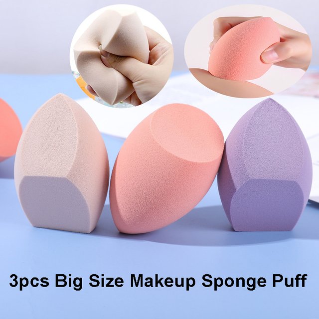 3pcs Extra Large Makeup Sponge Puff Dry Wet Dual Use Powder Makeup Sponge Foundation Cosmetic Puff Concealer Sponge Make Up Puff