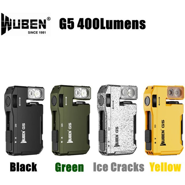 WUBEN G5 EDC lampe de poche 400Lumens Portable poche Mini lumière torche étanche 180 ° Tête rotative avec queue magnétique pour l'extérieur