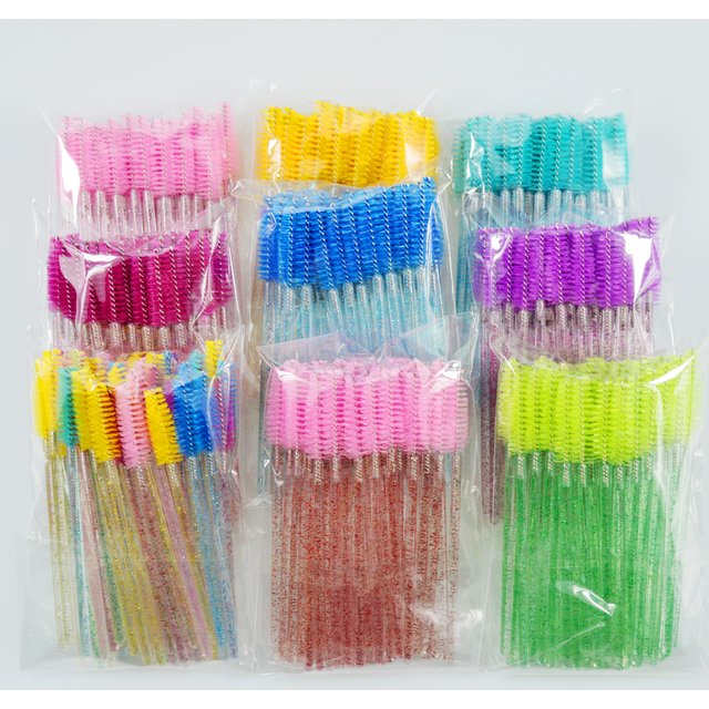 wholesale yelash brush makeup brushes 50pcs individual 6 color disposable mascara applicator comb wand lash makeup brushes tools
