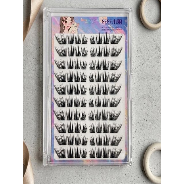 10rows Wispy Lash Extensions Natural Look False Eyelashes For Daily Makeup C Curl Mixed Length 9-13mm Synthetic Fiber Eyelash