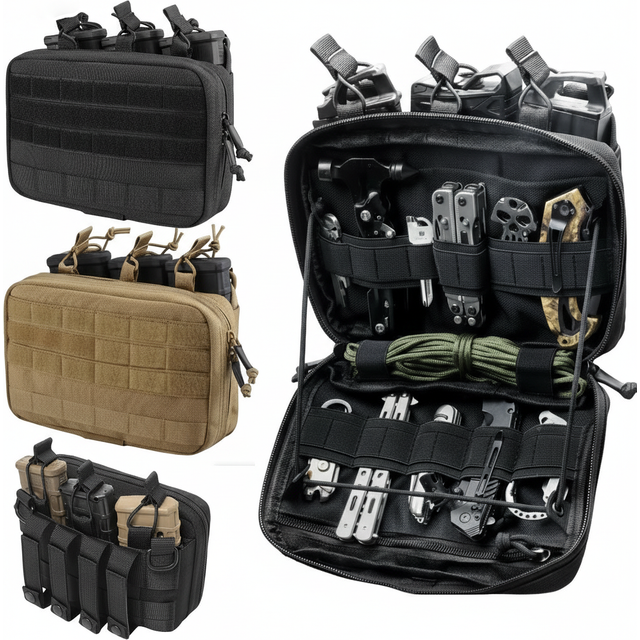 Pochette Triple Mag 5.56/.23, pochette pour magazines tactiques, support de chargeur de fusil Molle, pochette d'administration, organisateur EDC, pochette Molle détachable