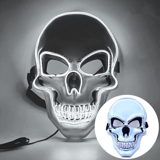 Mode Horror Halloween Schädel Maske Halloween Cosplay Kostüm LED Kaltlicht Maske LED Licht Cosplay Maske Party Make-Up Ball
