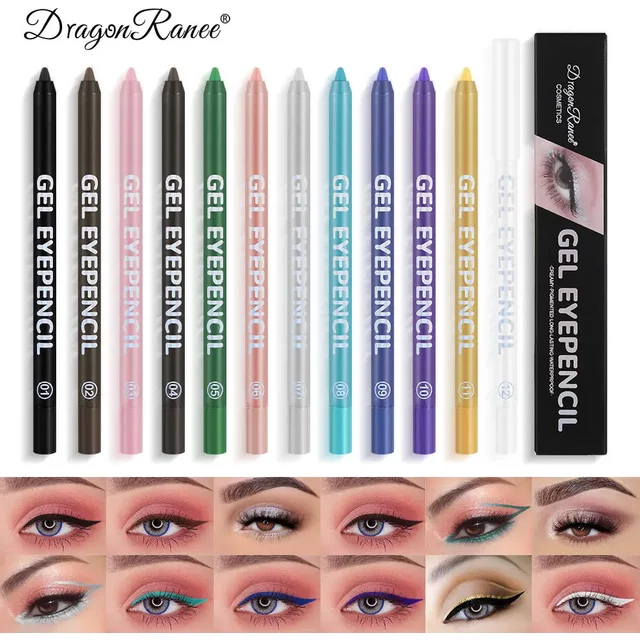 Crayon Eyeliner Gel Coloré Longue Tenue Imperméable – Pigments Bleu, Noir, Blanc, Violet – Cosmétique