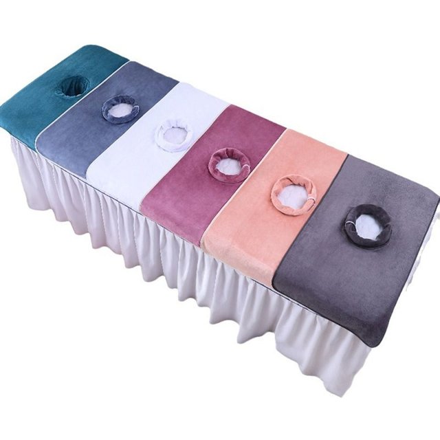 New Soft Cotton Massage Facial Towel Thickened with Hole Massage Face Towel 40x80cm Breathable Headrest Pads for Salon SPA