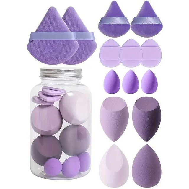 14pcs Makeup Sponge Set Canned High Quality Non-Latex Soft For Liquid Bb Cream Powder Application Dry Wet Dual-Use Powder Puff