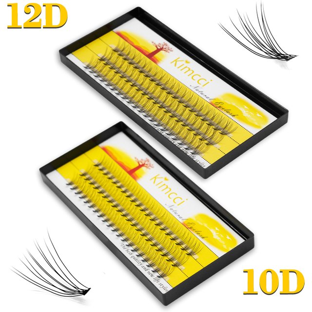 Kimcci 10D/12D 60knots/Case Natural False Eyelash Extension Makeup Mink Individual Faux Eye Lashes Professional Makeup Lashes