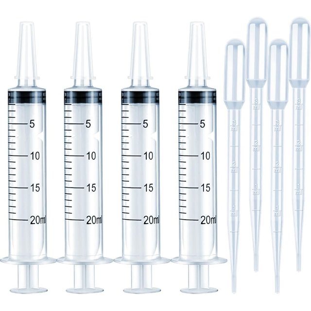 20mL Syringes for Lip Gloss Making Supplies Liquid Lipgloss Base Flavoring Oil Oral Medicine Injection Feeding- with Tip Cap