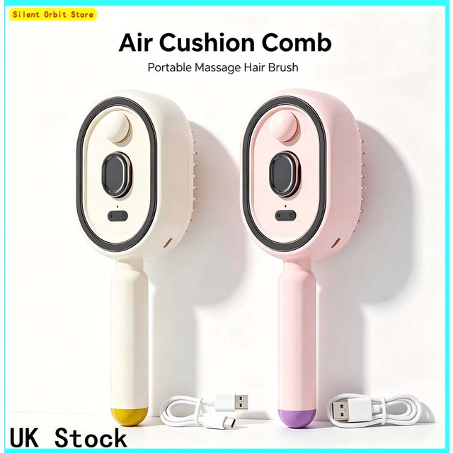 Electric Scalp Massage Comb with Essential Oil Spray Vibration Anti Static Detangling Smoothing USB Rechargeable Portable Hair Brush for Home Travel Gift