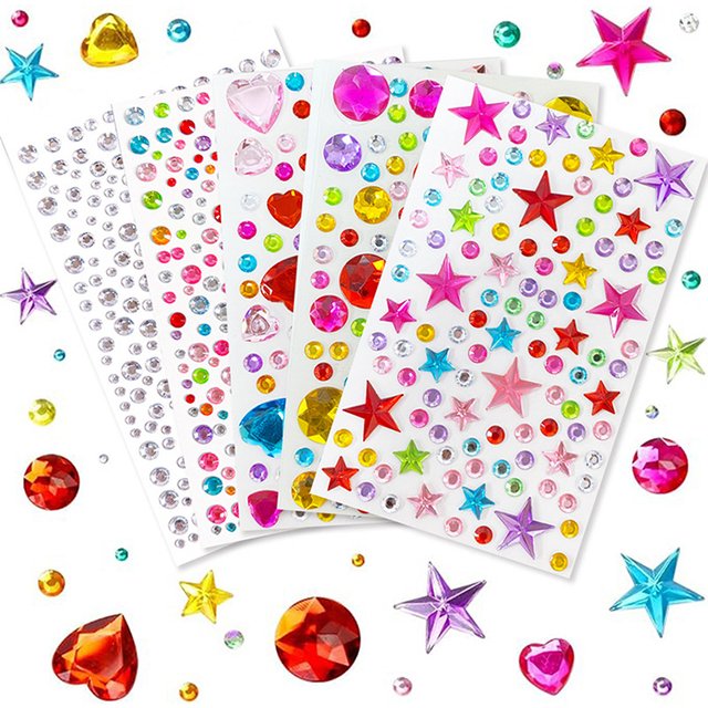 5 pieces/face and body diamond tattoo stickers, colorful rhinestone tattoos, used for party makeup, gemstone accessories