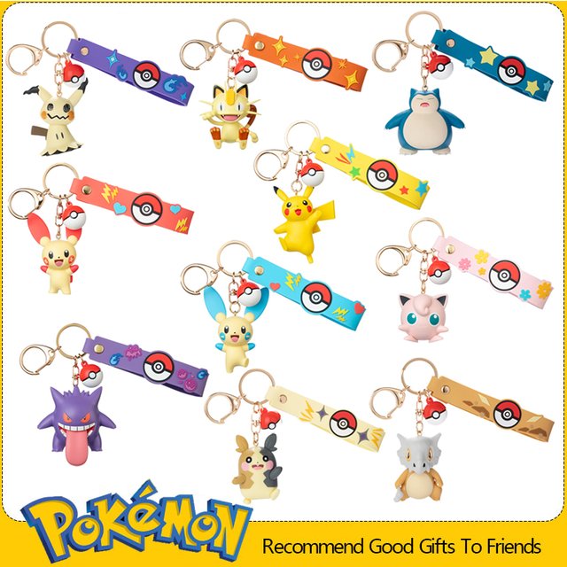Véritable Pokemon Meowth Pikachu porte-clés Gengar Plusle ronflement Mimikyu Anime figurine jouet porte-clés parfum pendentif cadeau