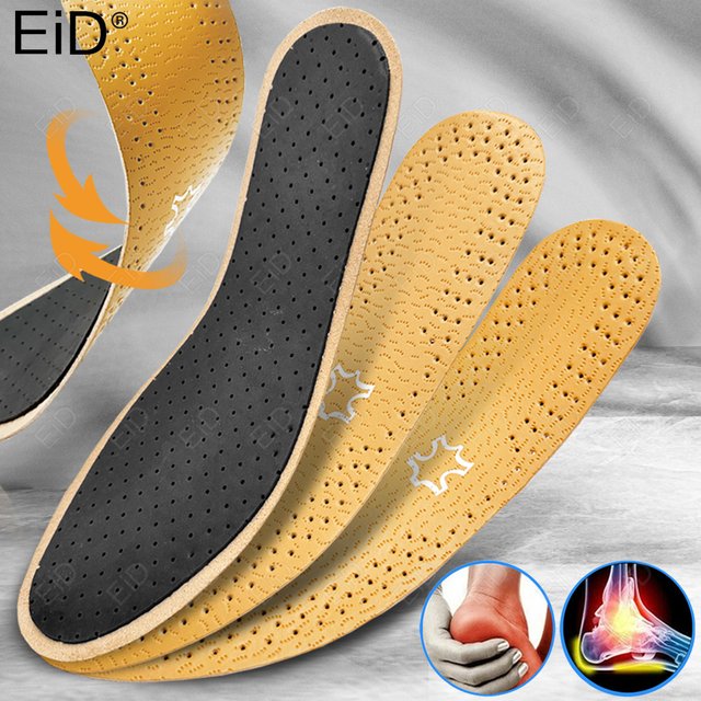 Leather Insole For Shoes Men Women Comfortable Deodorant Latex Orthotic Insoles Flat Feet Lightweight Leather Flats Shoe Soles