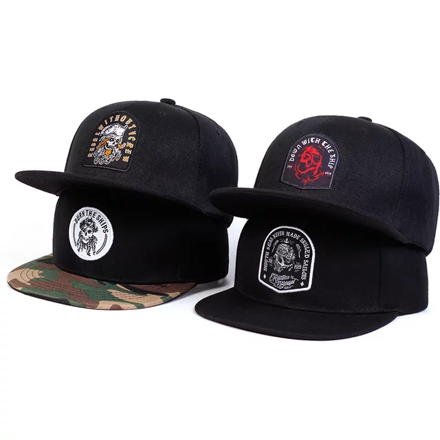 Unisex Skeleton Head Ship Anchor Embroidery Hip-hop Hats Outdoor Adjustable Casual Baseball Caps Sunscreen Hat Sports Cap