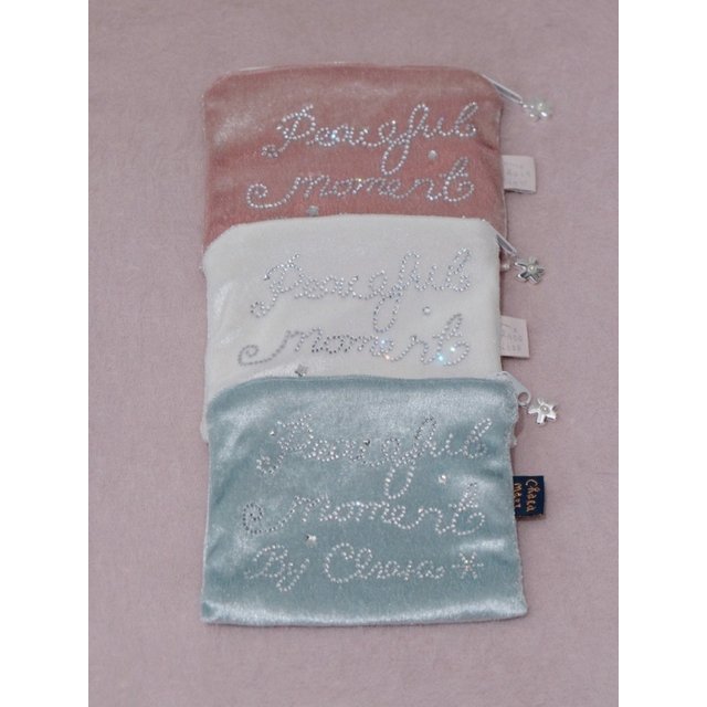 Original Niche Design Girl Style Storage Bag Zipper Velvet Rhinestone Zipper Pouch Peaceful Moment Cosmetic with Flower Charm