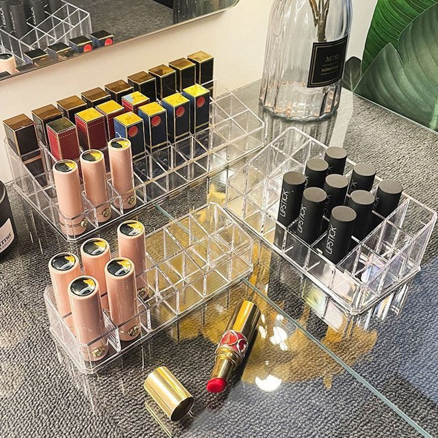 Lipstick Storage Box Dust-Proof Tabletop Cosmetics Nail Polish Transparent Lipstick Box Advanced Lip Glaze Lipstick Shelf