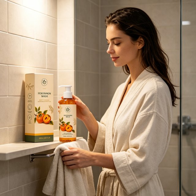 Persimmon Body Wash Deep Nourishing Skin Long Lasting Hydration Relieve Dryness Skin Wash Away Grime Non Irritating Shower Gel